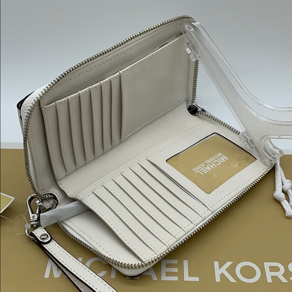 MICHAEL KORS MD ZA PHONE HOLDER WALLET Optic White - Picture 15 of 16